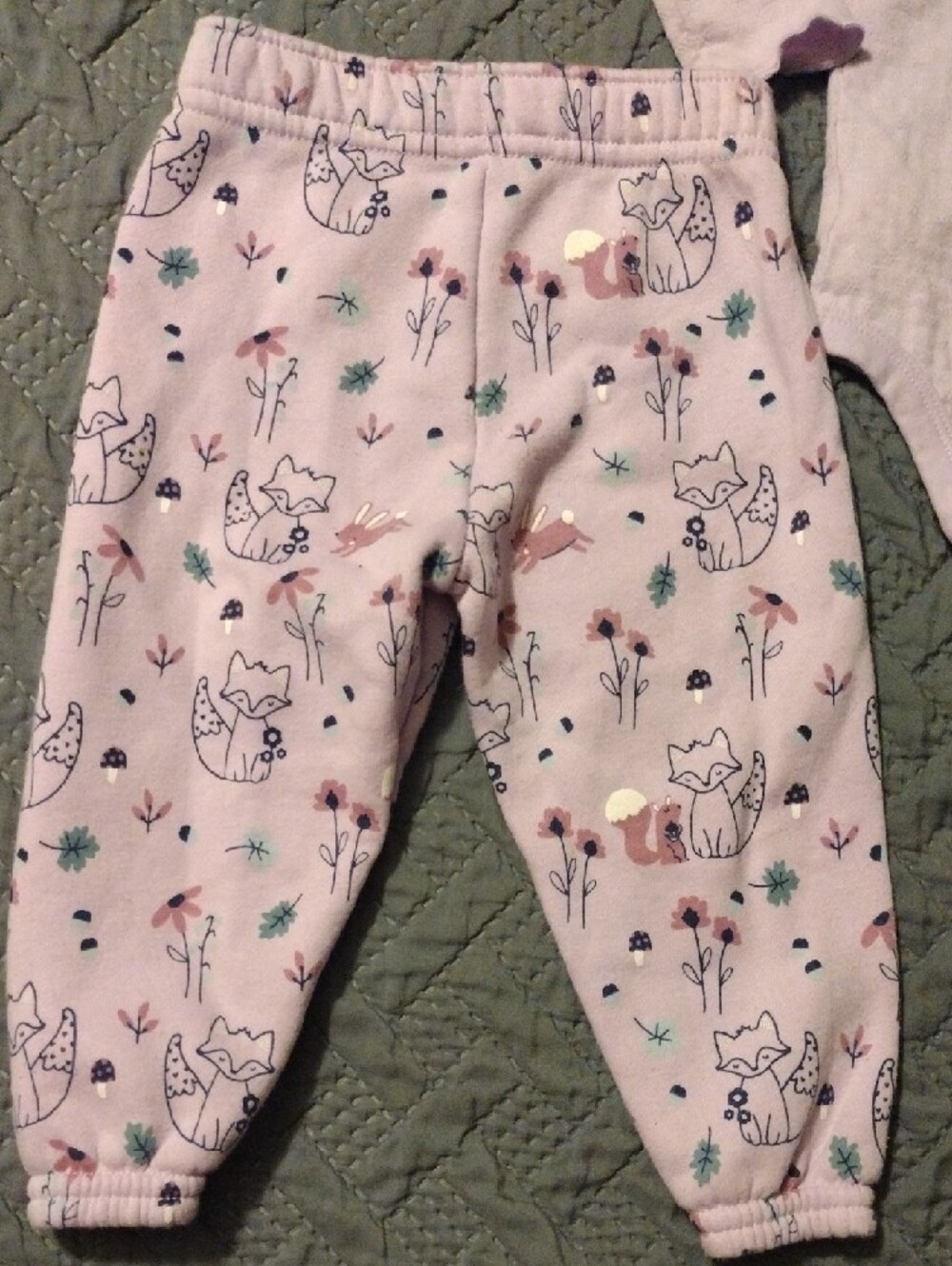 Lilac Baby Bodysuit and Fox Print Fleece Pants Set - Picture 13 of 13